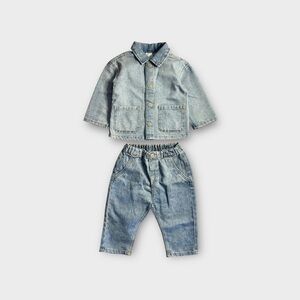 H&M Light Wash Denim Top and Bottom Matching Set